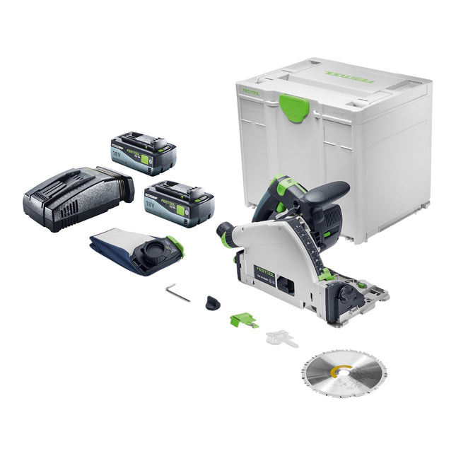 Festool TSC 55 KSEB Basic Akku Tauchsaege 18 V 160 mm Brushless 2x Akku 8 0 Ah Ladegeraet Systainer 0 - toolbrothers