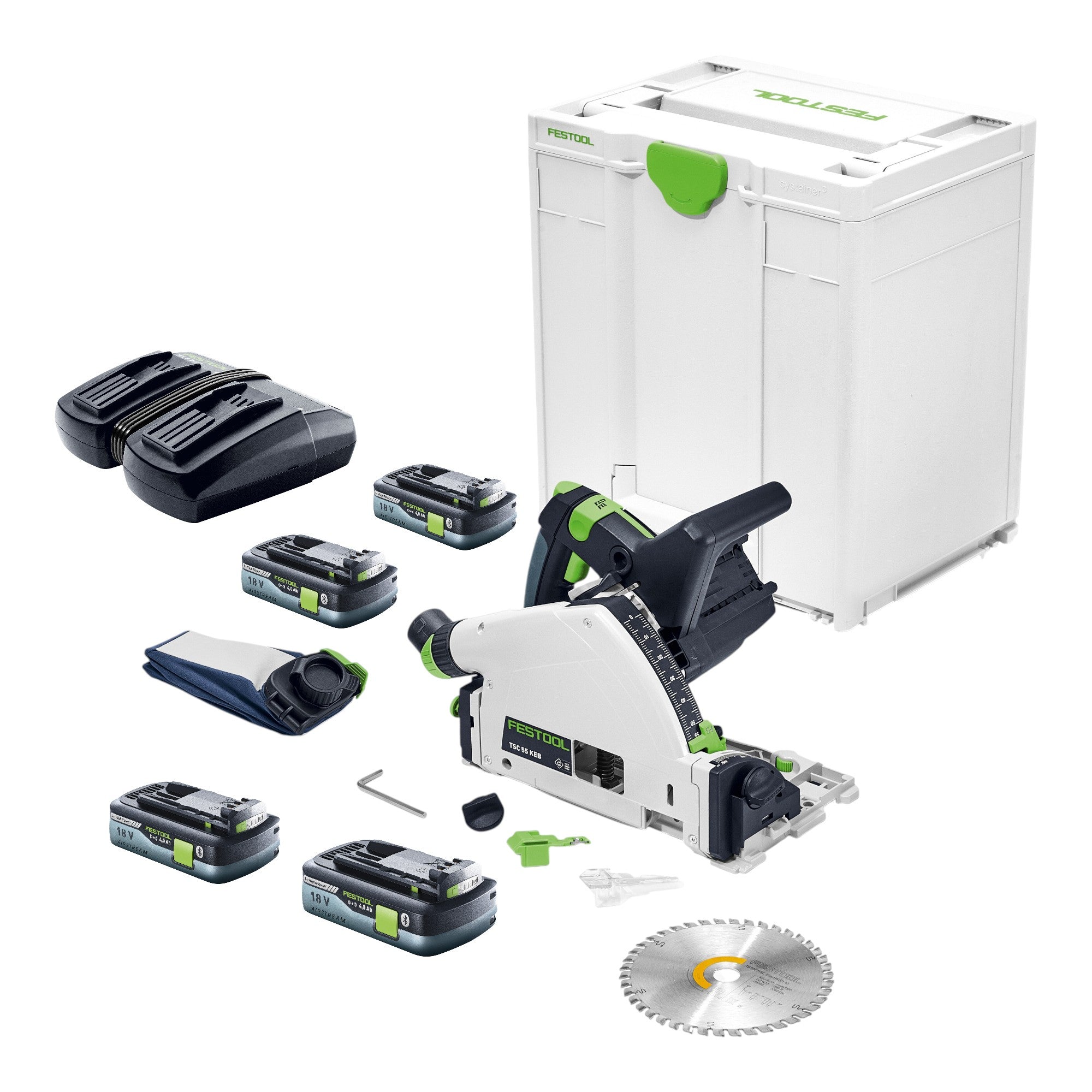 Festool TSC 55 KEB Basic Akku Tauchsaege 18 V 36 V 2x 18 V 160 mm Brushless 4x Akku 4 0 Ah Ladegeraet Systainer Nachfolger von 576712  0 - toolbrothers