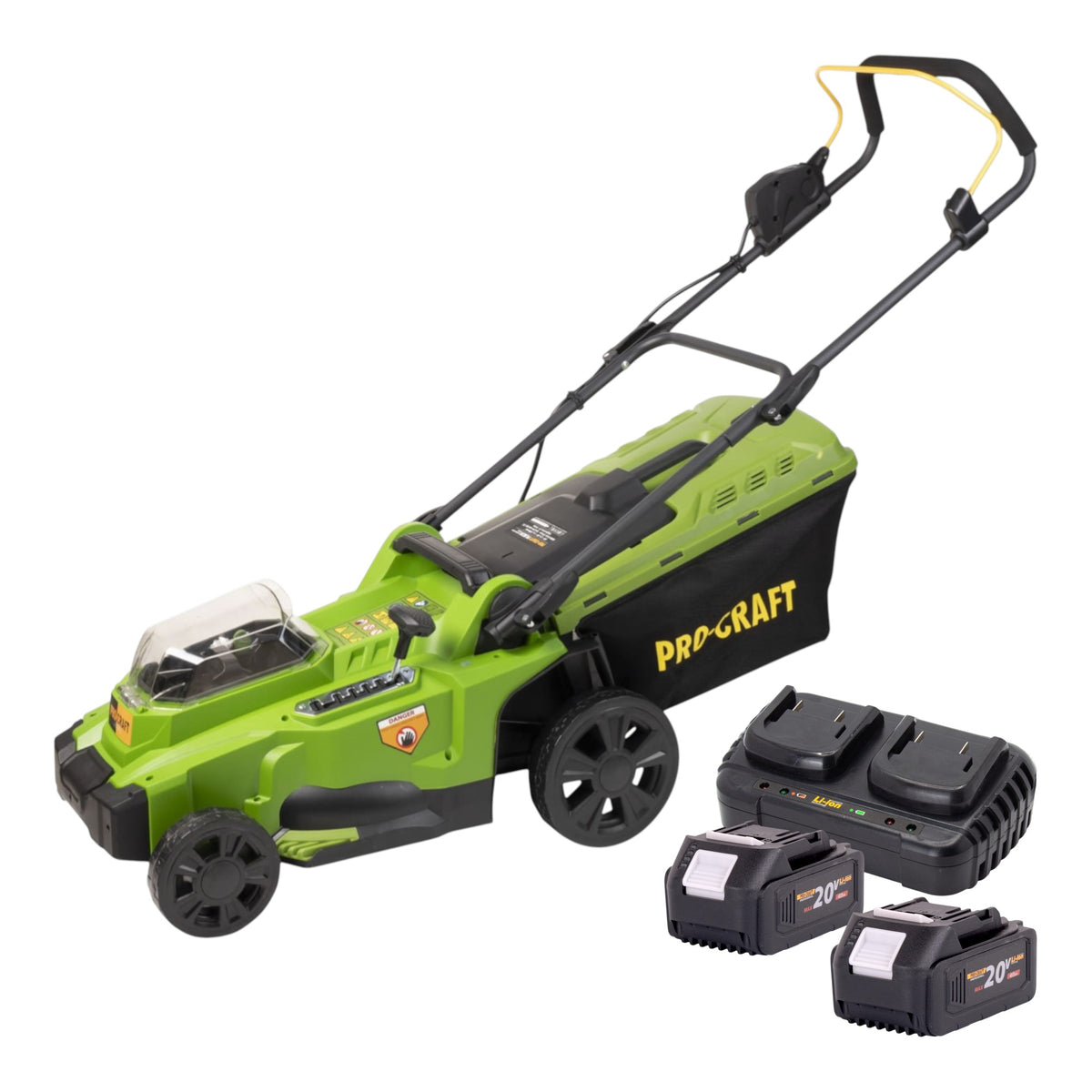 Kosiarka akumulatorowa Procraft PLM20bb 40 V ( 2x 20 V ) 370 mm bezszczotkowa + 2x akumulator 4,0 Ah + ładowarka