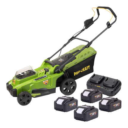 Procraft PLM20bb Akku Rasenmaeher 40 V 2x 20 V 370 mm Brushless 4x Akku 8 0 Ah Ladegeraet 0 - toolbrothers