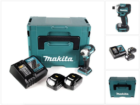 Makita DTD 170 RTJ Akku Schlagschrauber 1/4" 18 V Brushless Li-Ion mit 2x 5,0 Ah Akkus und Ladegerät im MakPac - Toolbrothers