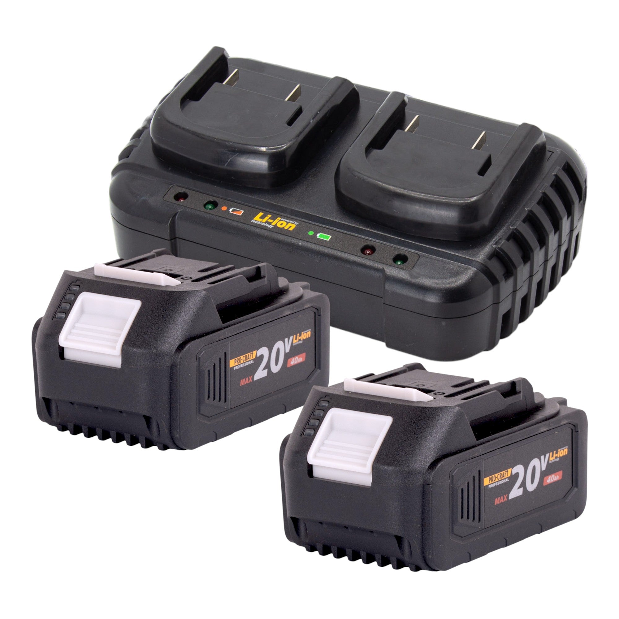Procraft PLM22bb Akku Rasenmaeher 40 V 2x 20 V 430 mm Brushless 2x Akku 4 0 Ah Ladegeraet 2 - toolbrothers