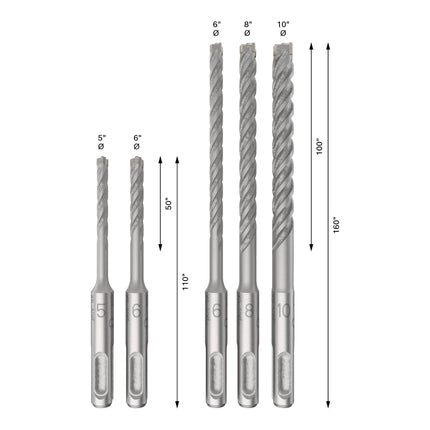 Bosch PRO SDS Plus 5X Hammerbohrer Set 5 tlg 5 6 8 10 mm 2608833910 fuer Bohrhaemmer 1 - toolbrothers