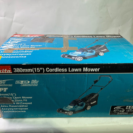 Makita DLM 382 PM2 Akku Rasenmaeher 36 V 2x 18 V 38 cm 40 l 2x Akku 4 0 Ah Doppelladegeraet Reparaturgeraet 3 - toolbrothers
