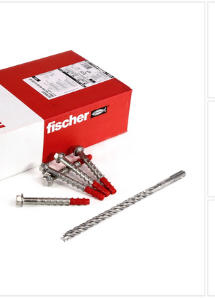 Fischer ULTRACUT FBS II A4 Betonschraube 10x100 mm 200 Stk. ( 2x 548744 ) SW15 Unterlegscheibe 45/35/15 A4 Edelstahl + Makita NEMESIS SDS-Plus Bohrer - Toolbrothers