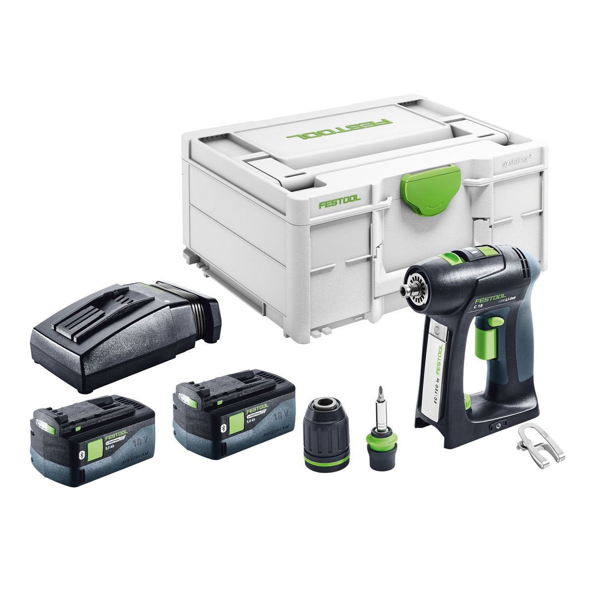 Festool C 18-Basic akumulatorowa wiertarko-wkrętarka 18 V 45 Nm bezszczotkowa + 2x akumulator 5,0 Ah + ładowarka + systainer