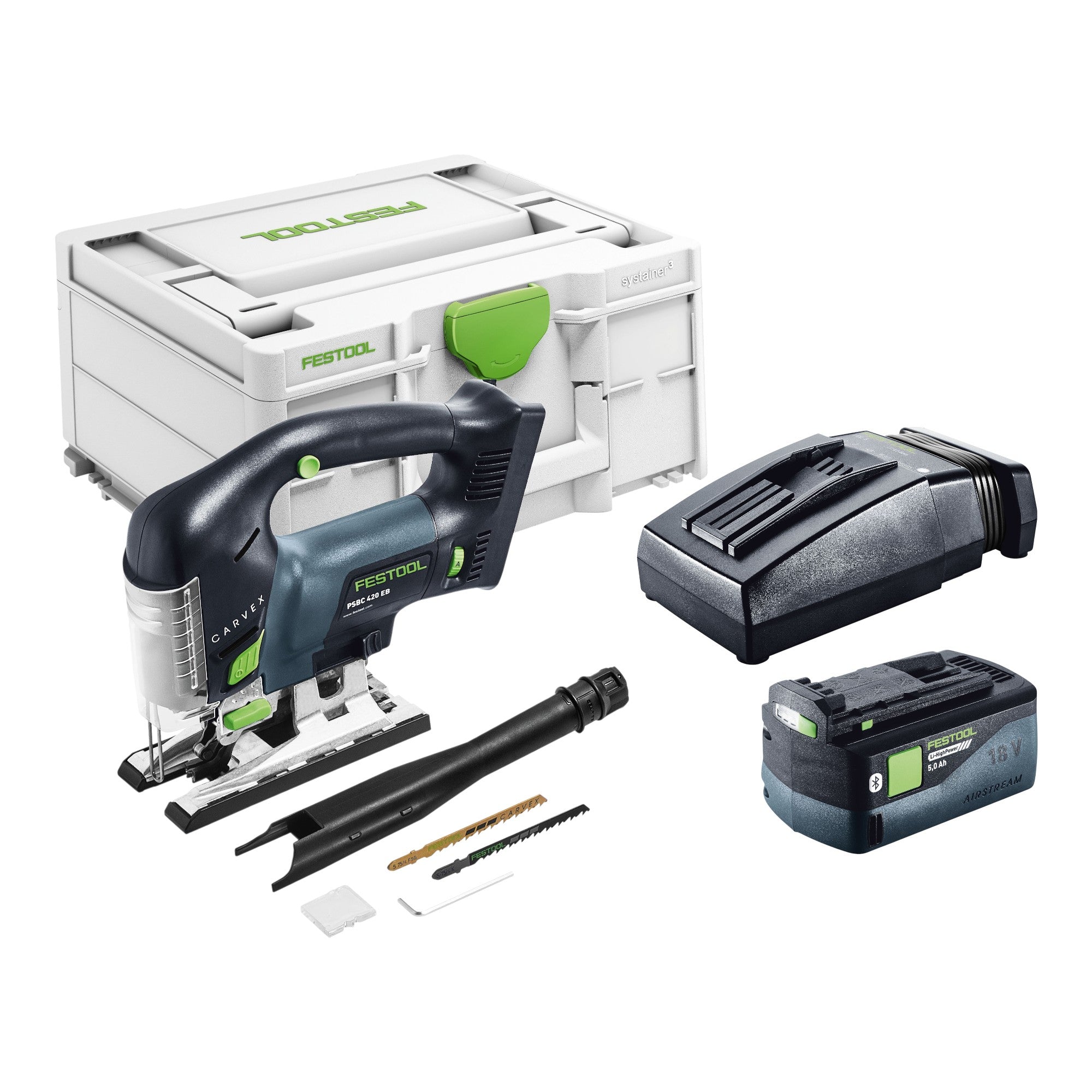 Festool PSBC 420 Basic Akku Pendelstichsaege 18 V 120 mm Brushless 1x Akku 5 0 Ah Ladegeraet Systainer 0 - toolbrothers
