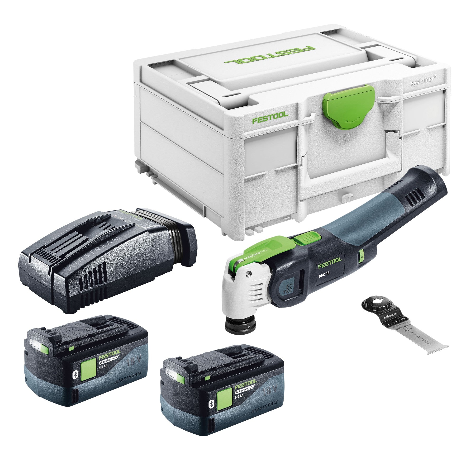Festool OSC 18 E Basic Akku Oszillierer 18 V Starlock Max Brushless 2x Akku 5 0 Ah Schnellladegeraet Systainer 0 - toolbrothers
