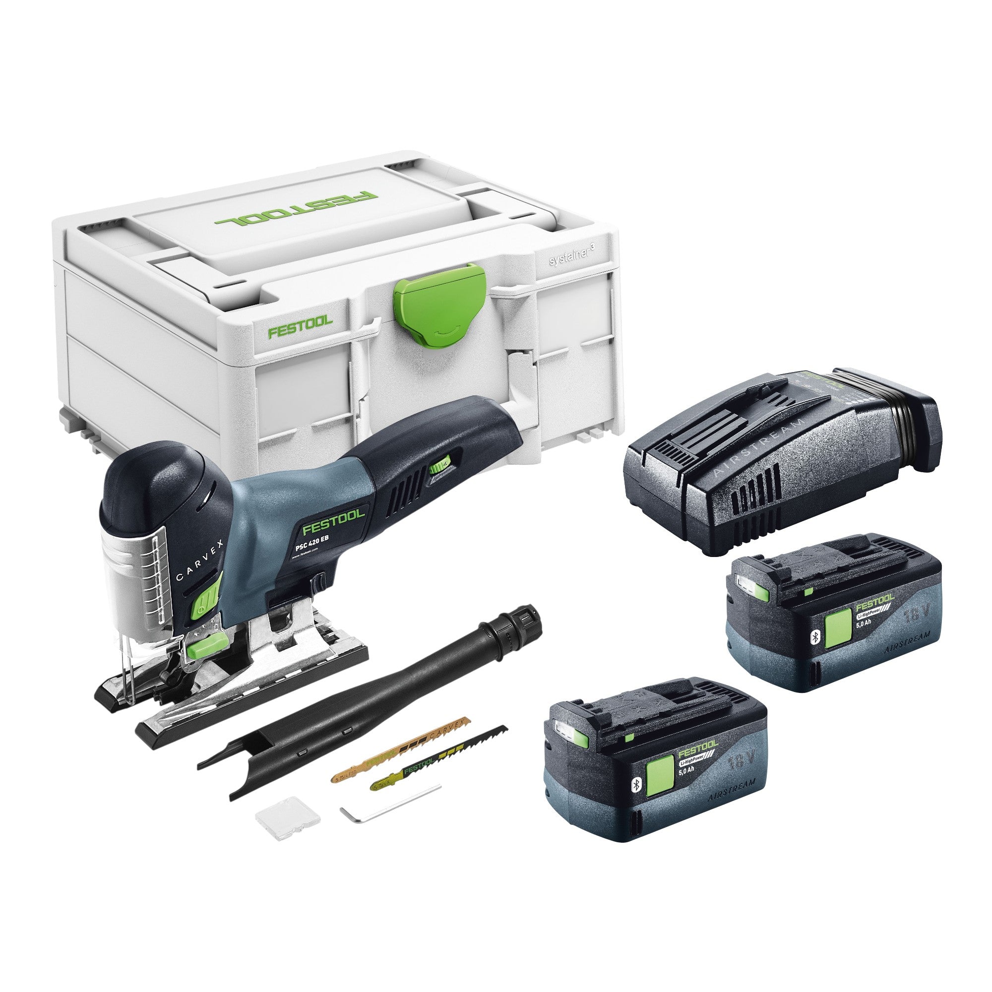 Festool PSC 420 EB Basic Akku Pendelstichsaege 18 V 120 mm Brushless 2x Akku 5 0 Ah Schnellladegeraet Systainer 0 - toolbrothers