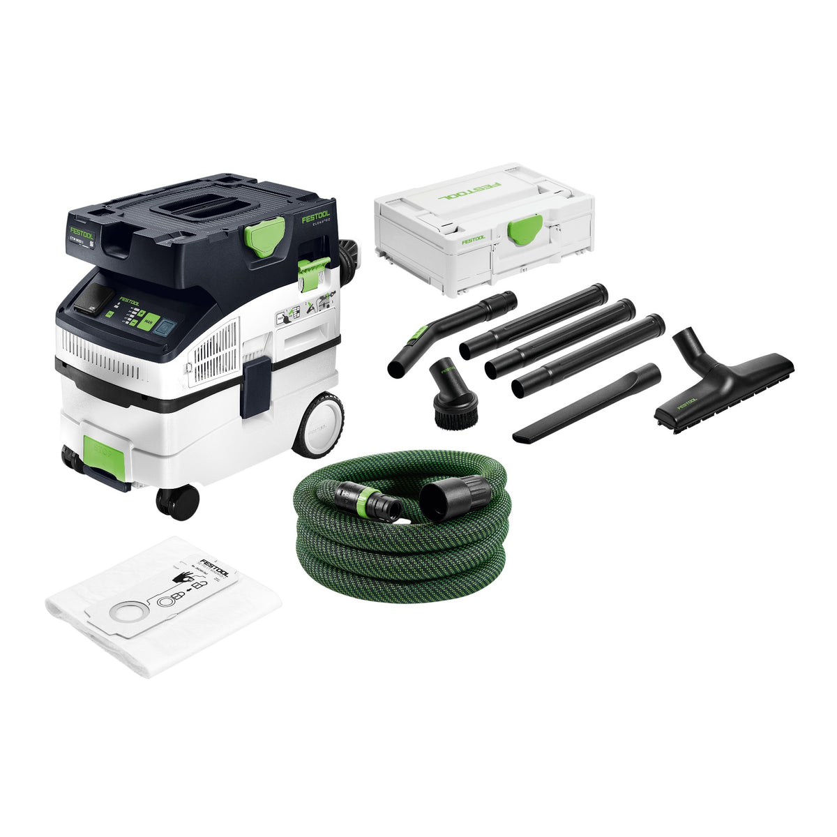 Odkurzacz mobilny Festool CTM MIDI I CLEANTEC 1200 W 15 l klasa pyłowa M + standardowy zestaw czyszczący RS-ST D 27/36-Plus