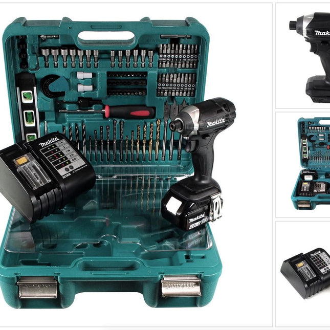 Makita DTD 152 STTK B Akku Schlagschrauber 18 V Schwarz mit 5,0 Ah Akku, Ladegerät und 101 tlg. Zubehör Set - Toolbrothers