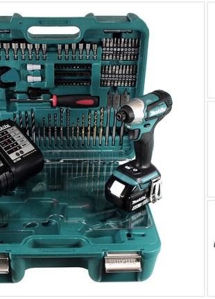 Makita DTD 155 STTK Akku Schlagschrauber 18 V Brushless mit 5,0 Ah Akku, Ladegerät und 101 tlg. Zubehör Set - Toolbrothers