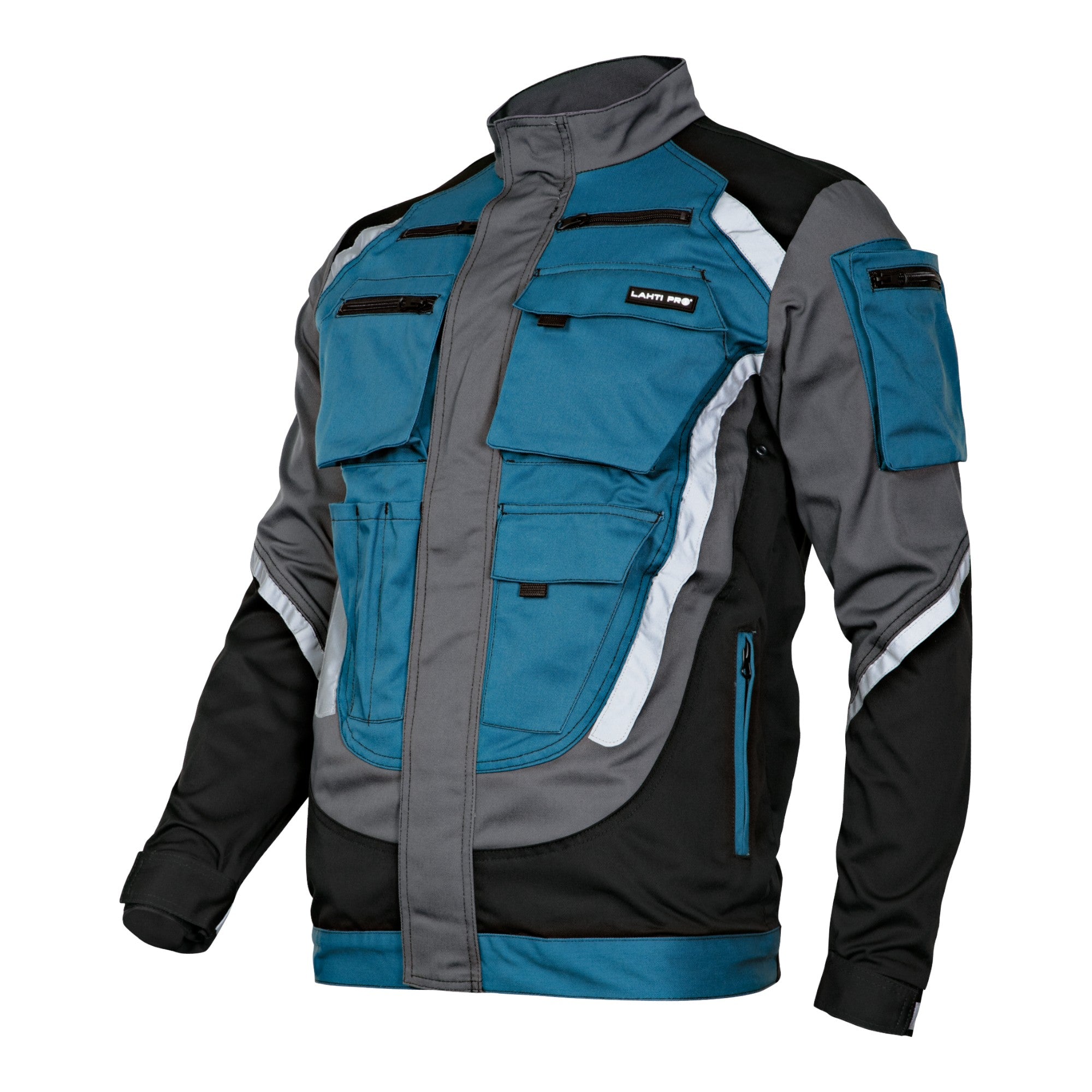 LAHTI PRO Arbeitsjacke mit Reflexstreifen Groesse XXL L4040305 schwarz grau tuerkis 0 - toolbrothers