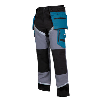 LAHTI PRO Arbeitshose mit Reflexstreifen Groesse S L4050201 schwarz grau tuerkis 0 - toolbrothers