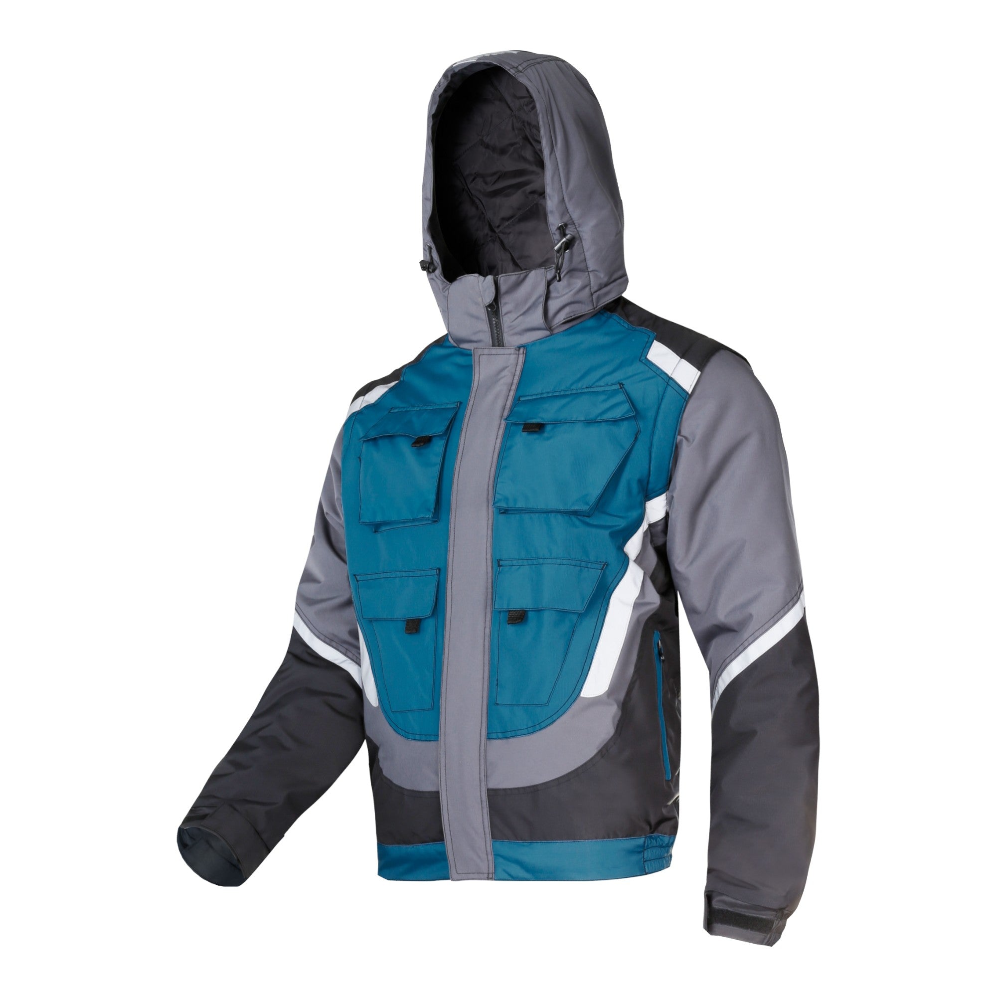 LAHTI PRO Gepolsterte Arbeitsjacke mit Reflexstreifen Groesse XXXL L4092406 schwarz grau tuerkis 0 - toolbrothers
