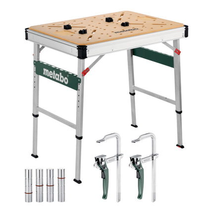 Metabo MWB 100 Multifunktionstisch mobile Werkbank robuste MDF Tischplatte 2x Schnellspannzwinge 4x Bankhaken 0 - toolbrothers