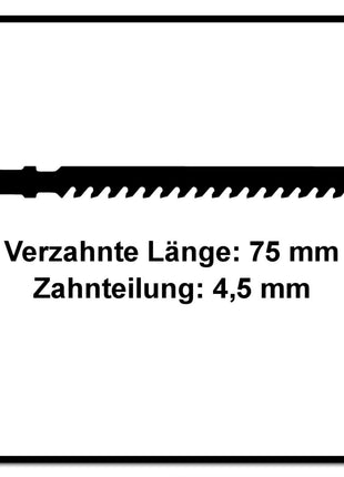 Festool HM 75/4,5/5 Building Materials Abrasive Materials Stichsägeblatt 75 mm 5 Stk. ( 5x 204343 ) gips- und zementgebundene Span- und Faserplatten - Toolbrothers