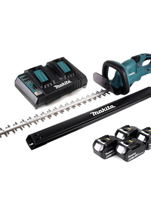 Makita DUH 651 PT4 Akku Heckenschere 36V (2x18V) 65cm XPT Silent + 4x 5,0Ah Akku + Doppelladegerät - Toolbrothers