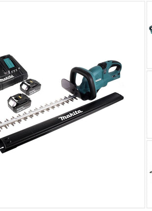 Makita DUH 651 PG Akku Heckenschere 36V (2x18V) 65cm XPT Silent mit 2x 6,0 Ah Akku und 2-fach Ladegerät - Toolbrothers