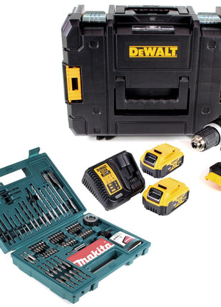 DeWalt DCD 785 P2 Akku Schlagbohrschrauber 18V 60Nm + 2x Akku 5,0 Ah + Ladegerät + Makita Bit & Bohrer-Set im TSTAK Koffer - Toolbrothers