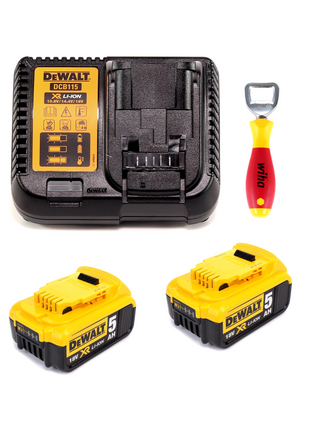 DeWalt DCD 777 P2 Akku Bohrschrauber 18V 65Nm + 2x Akkus 5,0Ah + Ladegerät + Wiha Flaschenöffner im TSTAK II Werkzeugkoffer - Toolbrothers