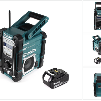 Makita DMR 112 T1 akumulatorowy radiotelefon budowlany 7.2 - 18V Bluetooth DAB+ + 1x akumulator 5.0Ah - bez ładowarki