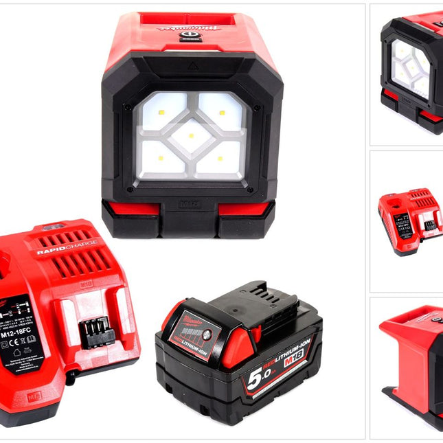 Milwaukee M18 PAL-501C Baustrahler 18 V Li-Ion Akku Lampe Leuchte + 1x 5,0 Ah Akku + Ladegerät - Toolbrothers