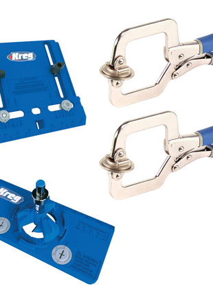 KREG Schrankbau-Set mit Cabinet Hardware Jig ( KHI-PULL ) + Concealed Hinge Jig ( KHI-HINGE ) + 2 x Schnellspannzwingen ( KHC-PREMIUM ) - Toolbrothers