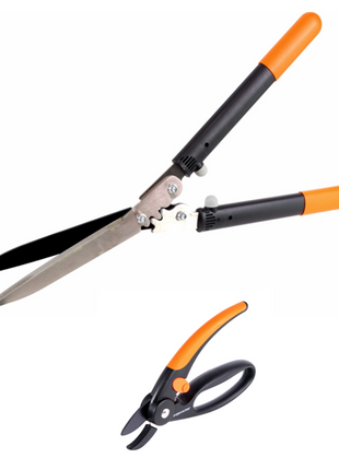 Fiskars Set 1x HS92 PowerGear Heckenschere  + 1x Fiskars P43 Amboss Gartenschere 20 mm - Toolbrothers