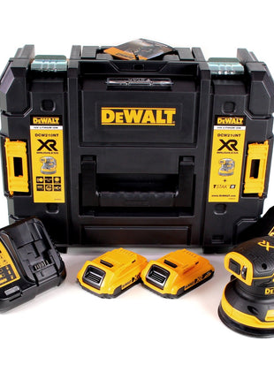 DeWalt DCW 210 D2 Akku Exzenterschleifer Brushless 18V 12.000U/min 125mm + 2x Akkus 2,0 Ah + 1x Schnellladegerät in TSTAK - Toolbrothers