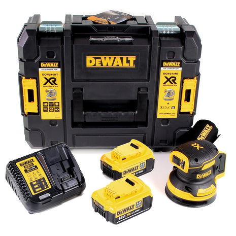 DeWalt DCW 210 M2 Akku Exzenterschleifer Brushless 18V 12.000U/min 125mm + 2x Akkus 4,0 Ah + 1x Schnellladegerät in TSTAK - Toolbrothers