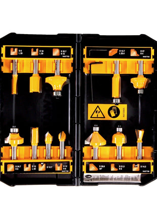 DeWalt DT 90016 Fräser Set 12-tlg. mit verschiedenen Fräsern in praktischer Box - Toolbrothers