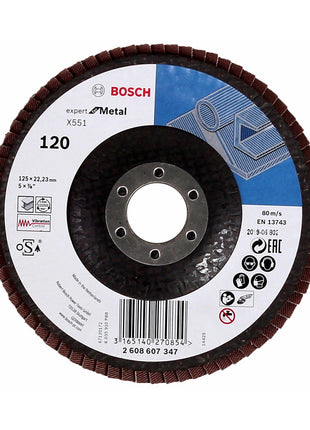 Bosch Fächerschleifscheiben X551 Expert for Metal 125mm, K120, 10 Stück ( 10x 2608607347 ) - Toolbrothers