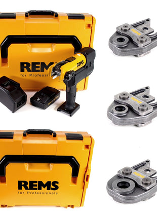 REMS Akku-Press 22V ACC + 1x Akku 2,5Ah + Schnellladegerät + Pressbacken Presszangen Standard Set TH16,20,26 in 2 L-Boxxen - Toolbrothers