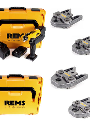 REMS Akku-Press 22V ACC + 1x Akku 2,5Ah + Schnellladegerät + Pressbacken Presszangen Standard Set M15,18,22,28 in 2 L-Boxxen - Toolbrothers