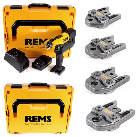 REMS Akku-Press 22V ACC + 1x Akku 2,5Ah + Schnellladegerät + Pressbacken Presszangen Standard Set V15,18,22,28 in 2 L-Boxxen - Toolbrothers