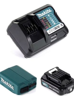 Makita DEAADP08 WA1 USB Adapter für 10,8V-12V Akkus + 2,0 Ah Akku ( 197396-9 ) + Lader ( 197343-0 ) - Toolbrothers