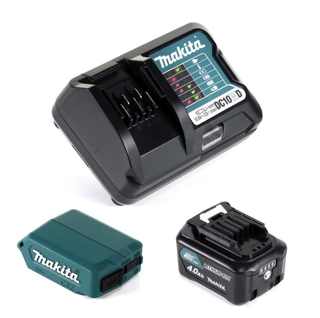 Makita DEAADP08 WM1 USB Adapter für 10,8V-12V Akkus + 4,0 Ah Akku ( 197406-2 ) + Lader ( 197343-0 ) - Toolbrothers