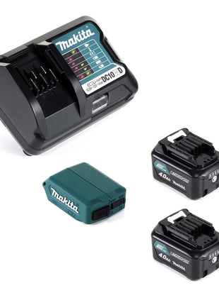 Makita DEAADP08 WM USB Adapter für 10,8V-12V Akkus + 2x 4,0 Ah Akku ( 197406-2 ) + Lader ( 197343-0 ) - Toolbrothers