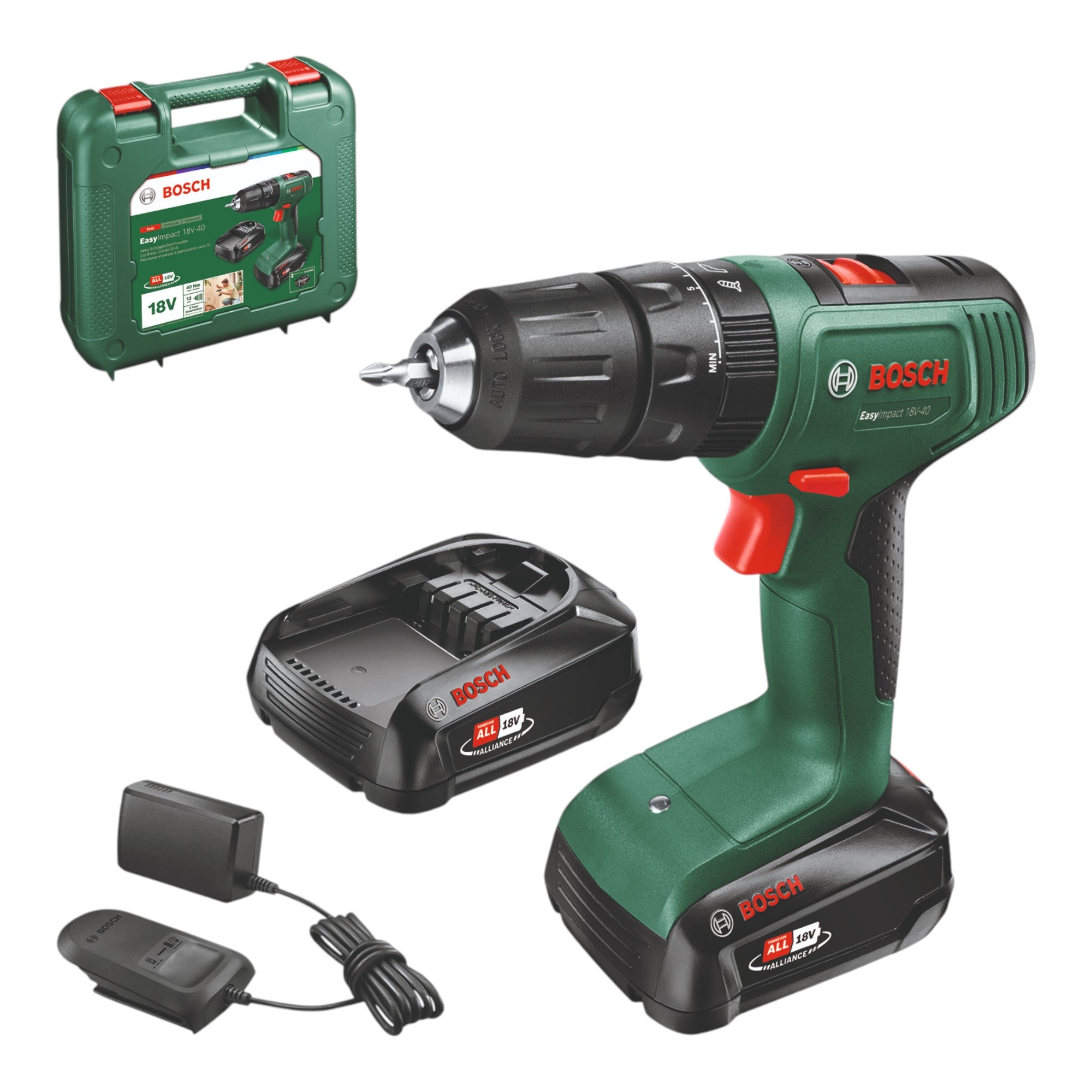 Bosch EasyImpact 18V 40 Akku Schlagbohrschrauber 18 V 36 Nm 06039D8108 2x Akku 2 0 Ah Ladegeraet Koffer 0 - toolbrothers