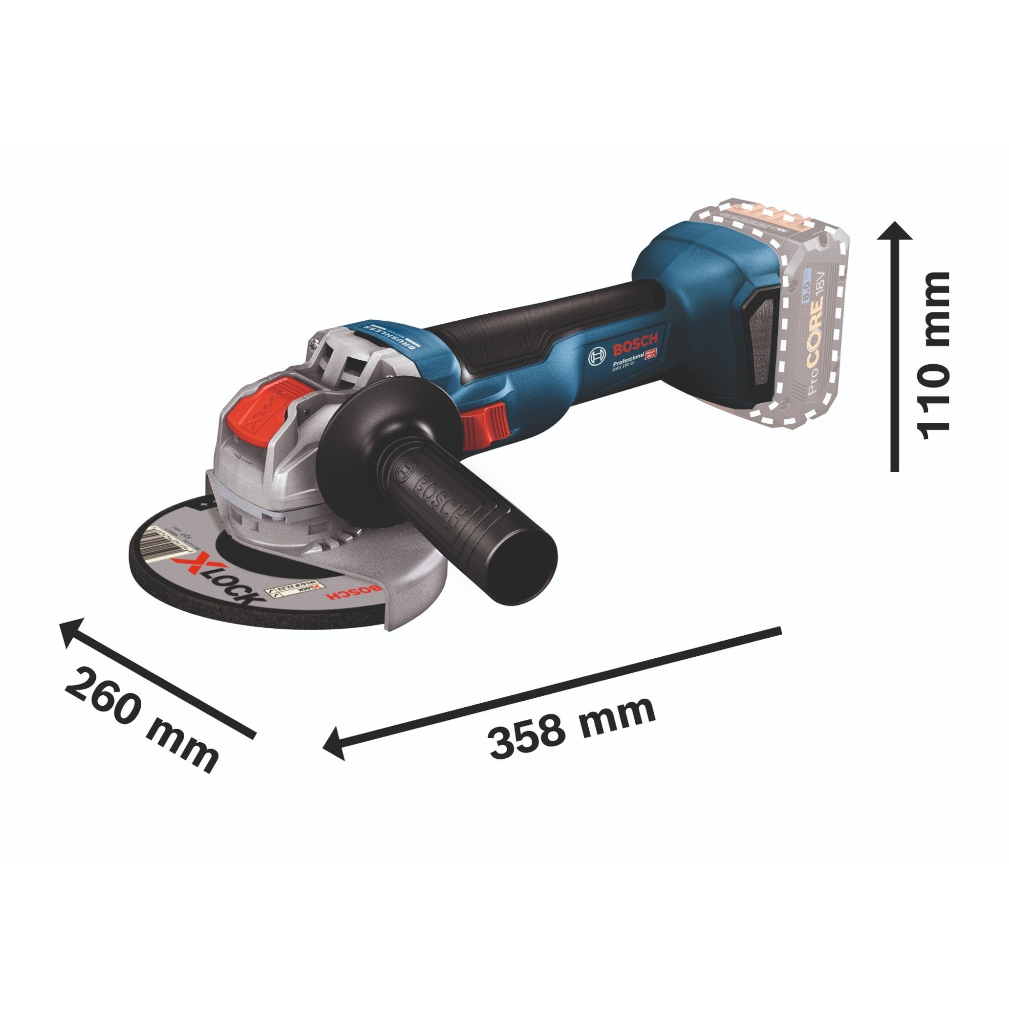 Bosch GWX 18V 10 Akku Winkelschleifer 18 V 125 mm Brushless 1x ProCORE Akku 5 5 Ah Ladegeraet 4 - toolbrothers