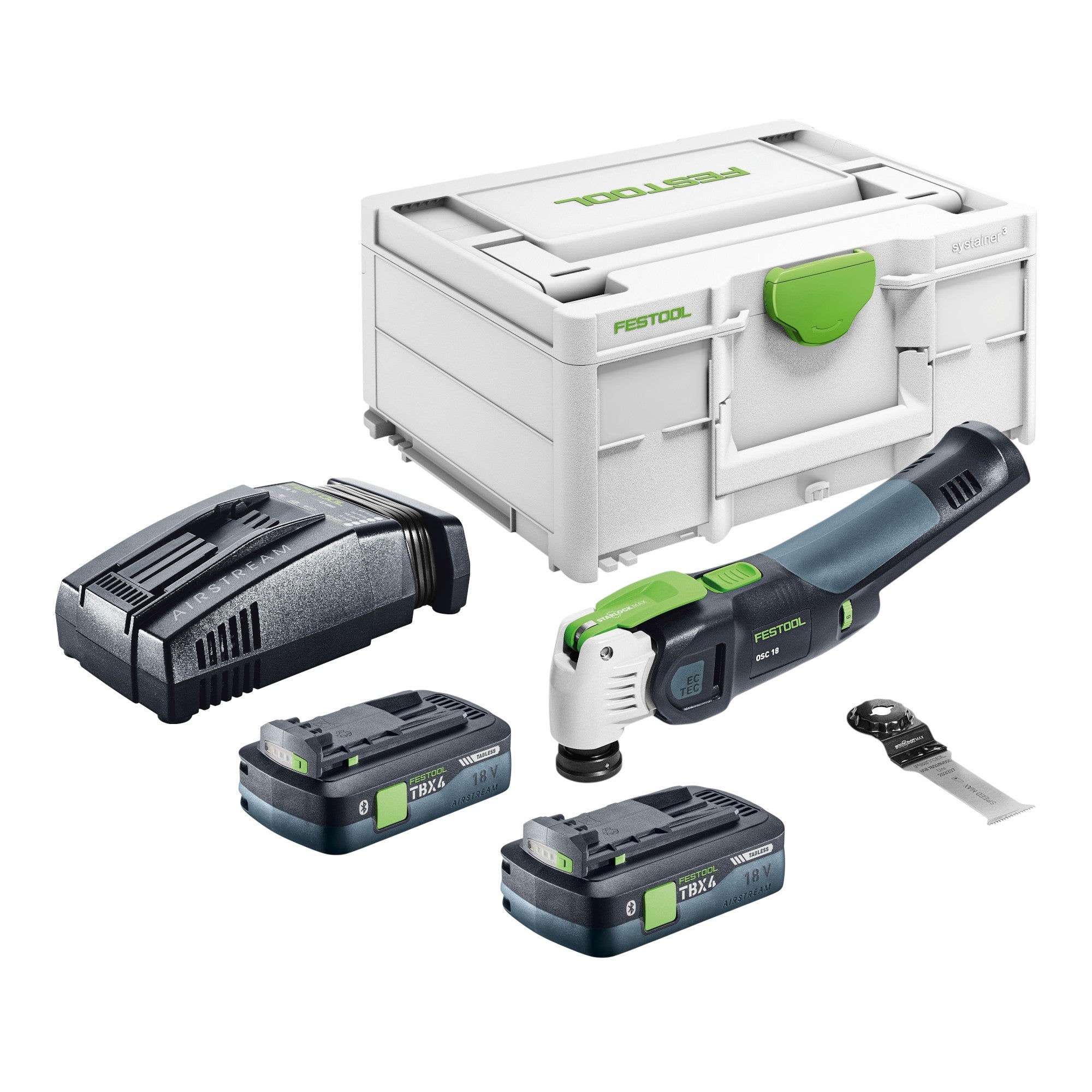 Festool OSC 18 E Basic Akku Oszillierer 18 V Starlock Max Brushless 2x Akku 4 0 Ah Schnellladegeraet Systainer 0 - toolbrothers