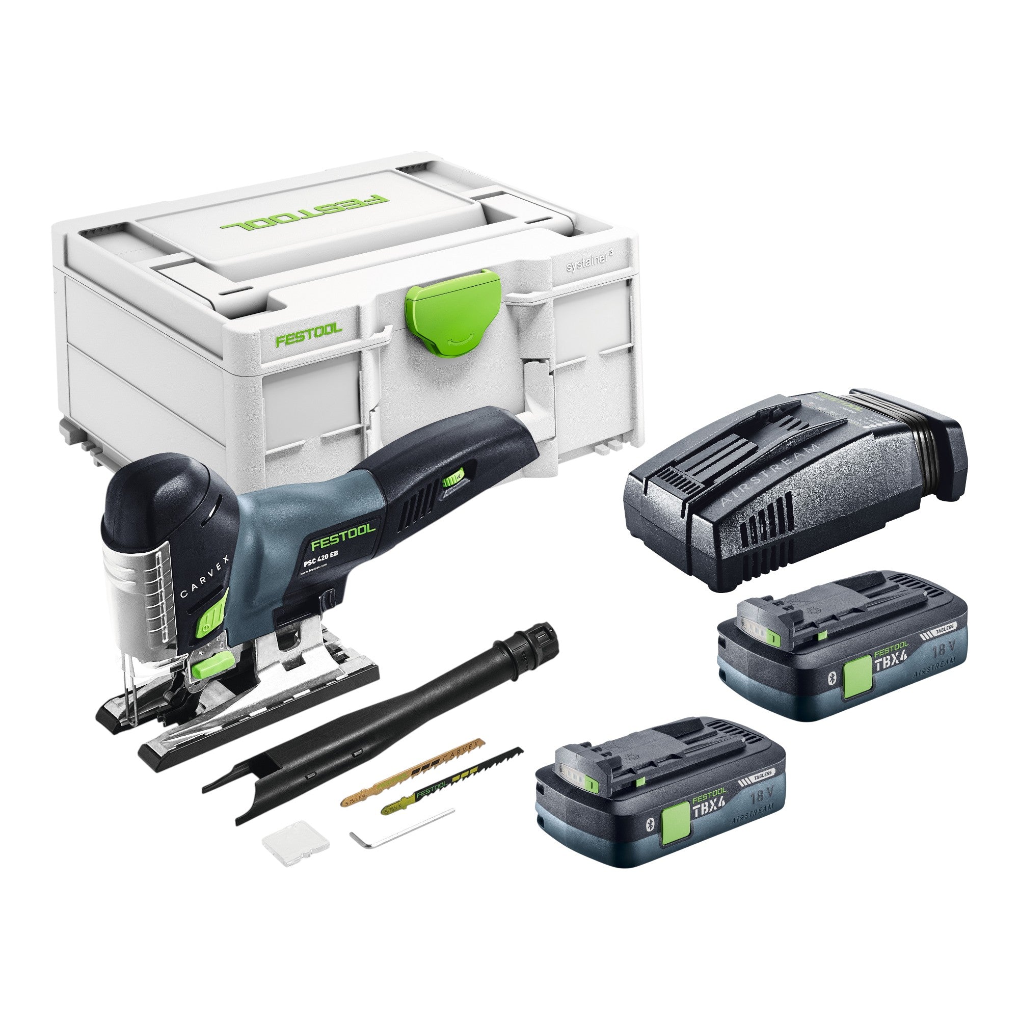 Festool PSC 420 EB Basic Akku Pendelstichsaege 18 V 120 mm Brushless 2x Akku 4 0 Ah Schnellladegeraet Systainer 0 - toolbrothers