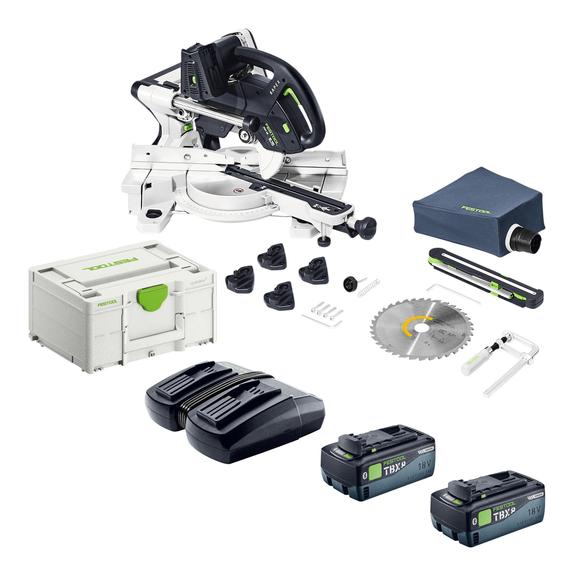 Festool KAPEX KSC 60 EB Basic Akku Kapp Zugsaege 18 V 36 V 216 mm Brushless 2x Akku 8 0 Ah Doppelladegeraet Systainer 0 - toolbrothers