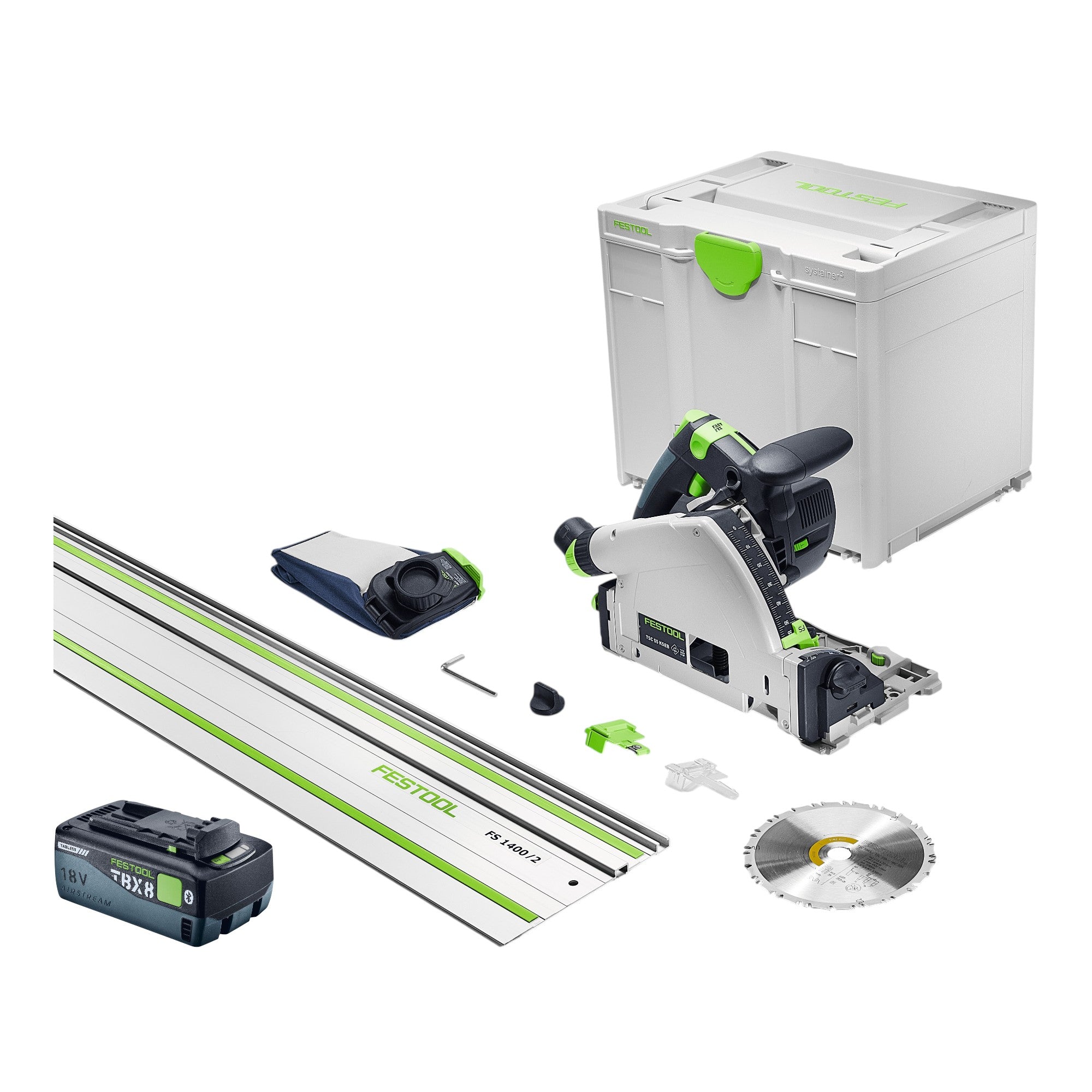 Festool TSC 55 KSEB Basic FS Akku Tauchsaege 18 V 160 mm Brushless 1x Akku 8 0 Ah Fuehrungsschiene Systainer ohne Ladegeraet 0 - toolbrothers