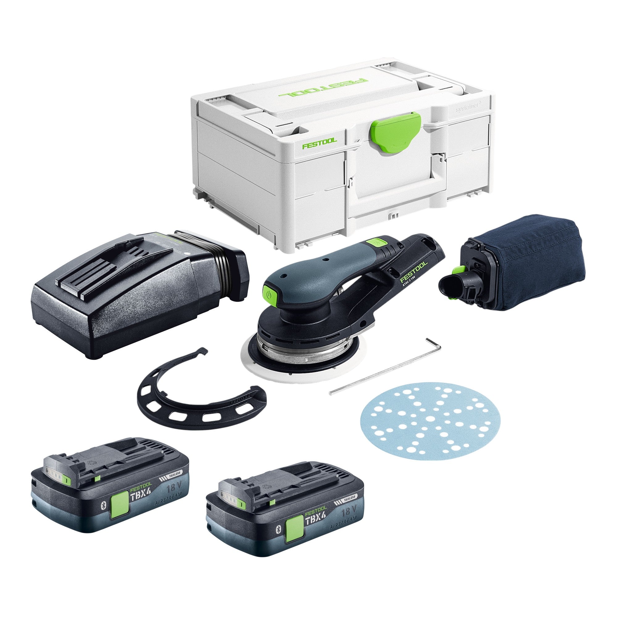 Festool ETSC 2 150 Basic Akku Exzenterschleifer 18 V 150 mm Brushless 2x Akku 4 0 Ah Ladegeraet Systainer 0 - toolbrothers
