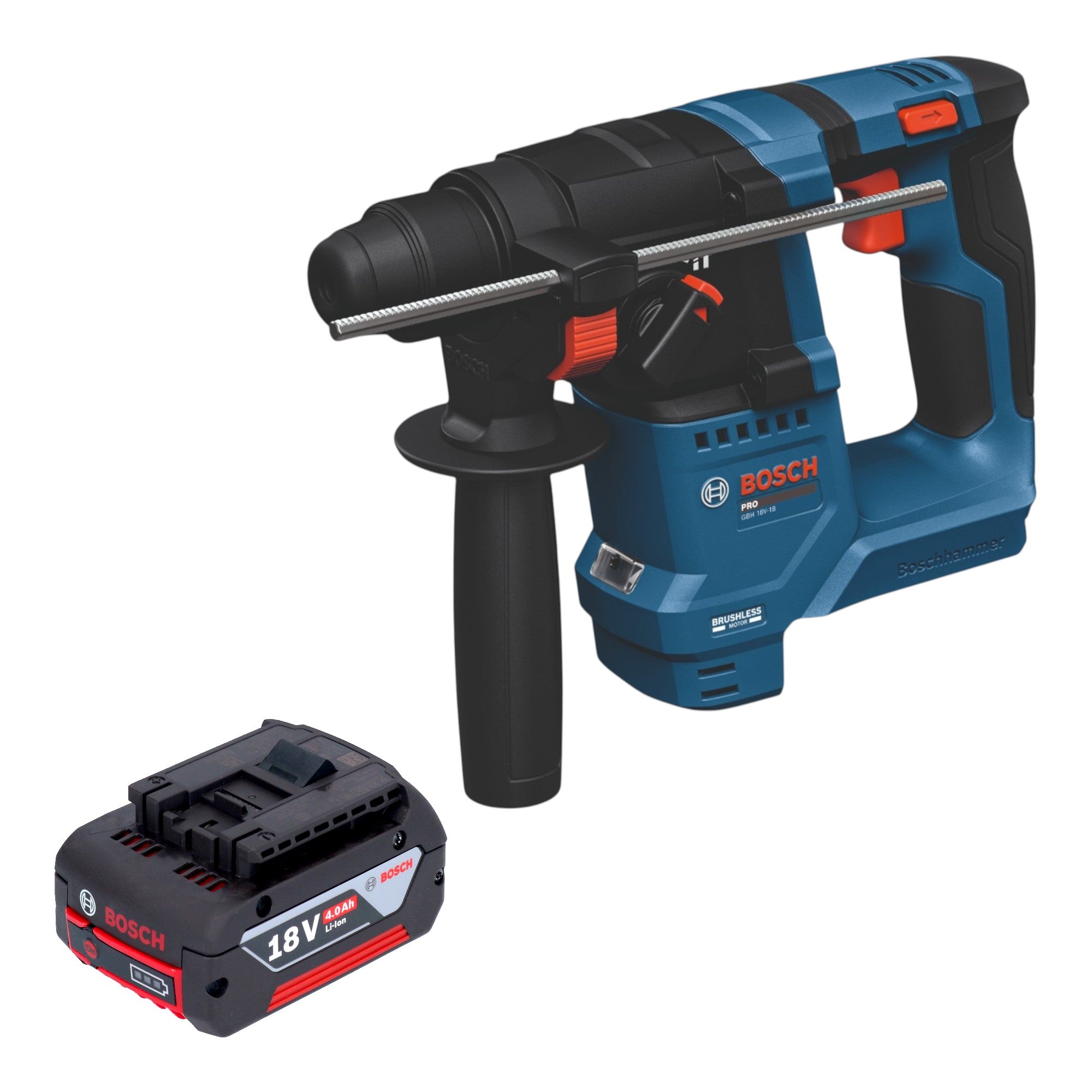 Bosch GBH 18V 18 Professional Akku Bohrhammer 18 V 1 5 J SDS plus Brushless 1x Akku 4 0 Ah ohne Ladegeraet 0 - toolbrothers