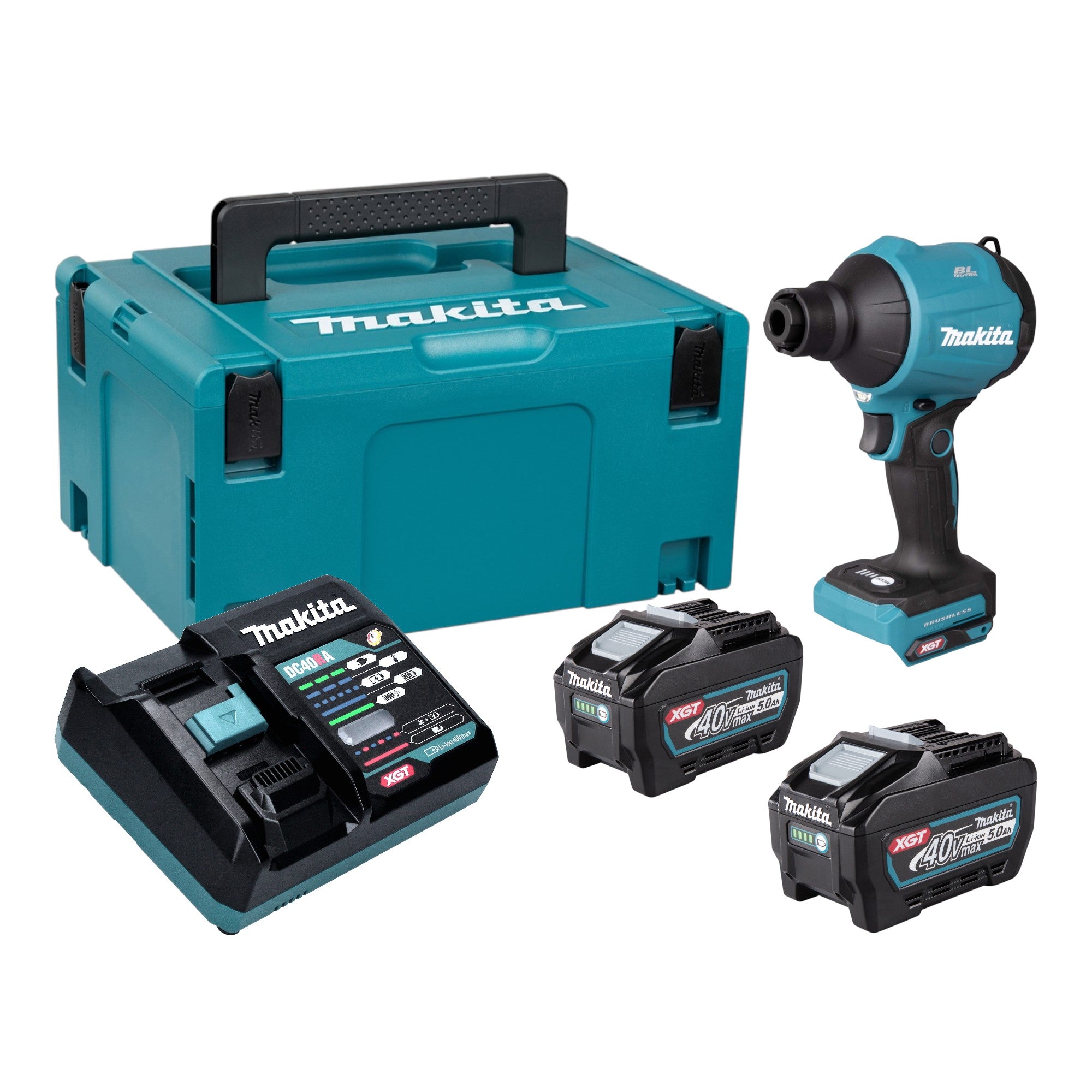 Makita AS 001 GT201 Akku Geblaese 40 V max Brushless 2x Akku 5 0 Ah Ladegeraet Makpac 0 - toolbrothers