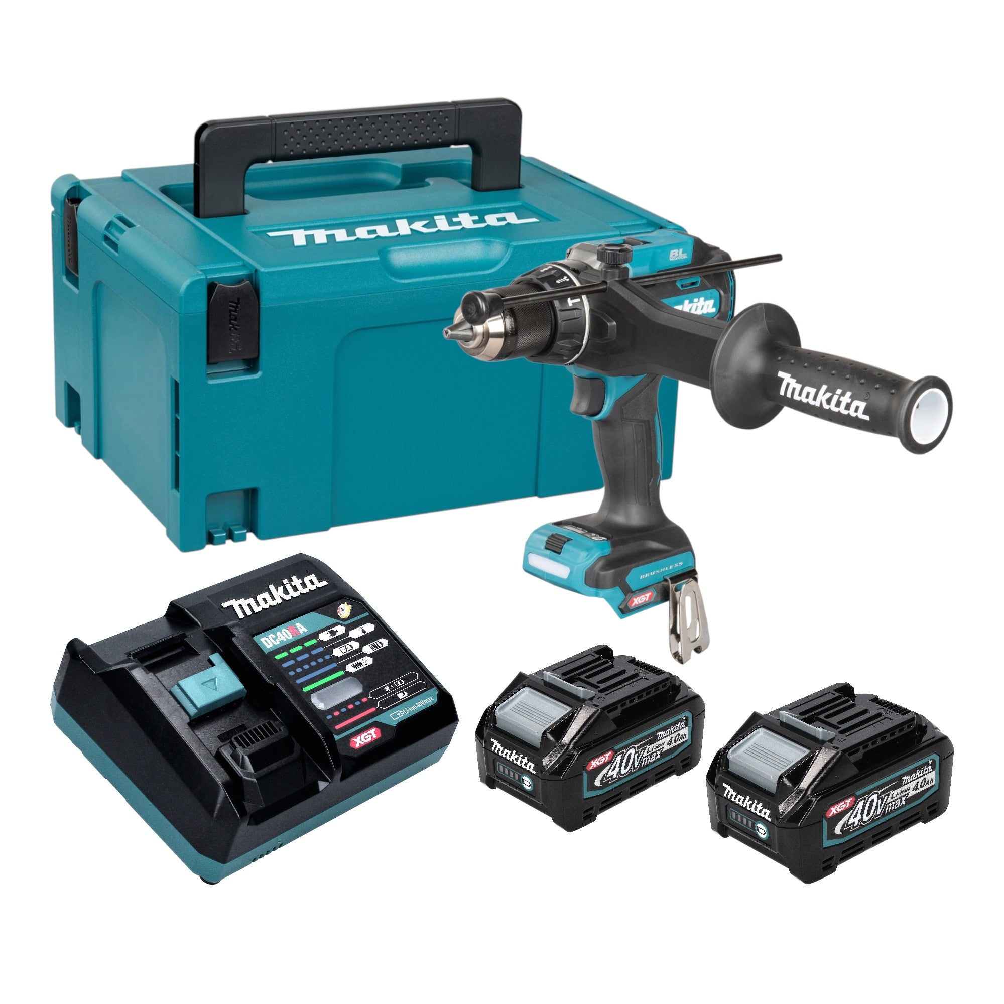 Makita HP 003 GM201 Akku Schlagbohrschrauber 40 V max 180 Nm Brushless 2x Akku 4 0 Ah Ladegeraet Makpac 0 - toolbrothers
