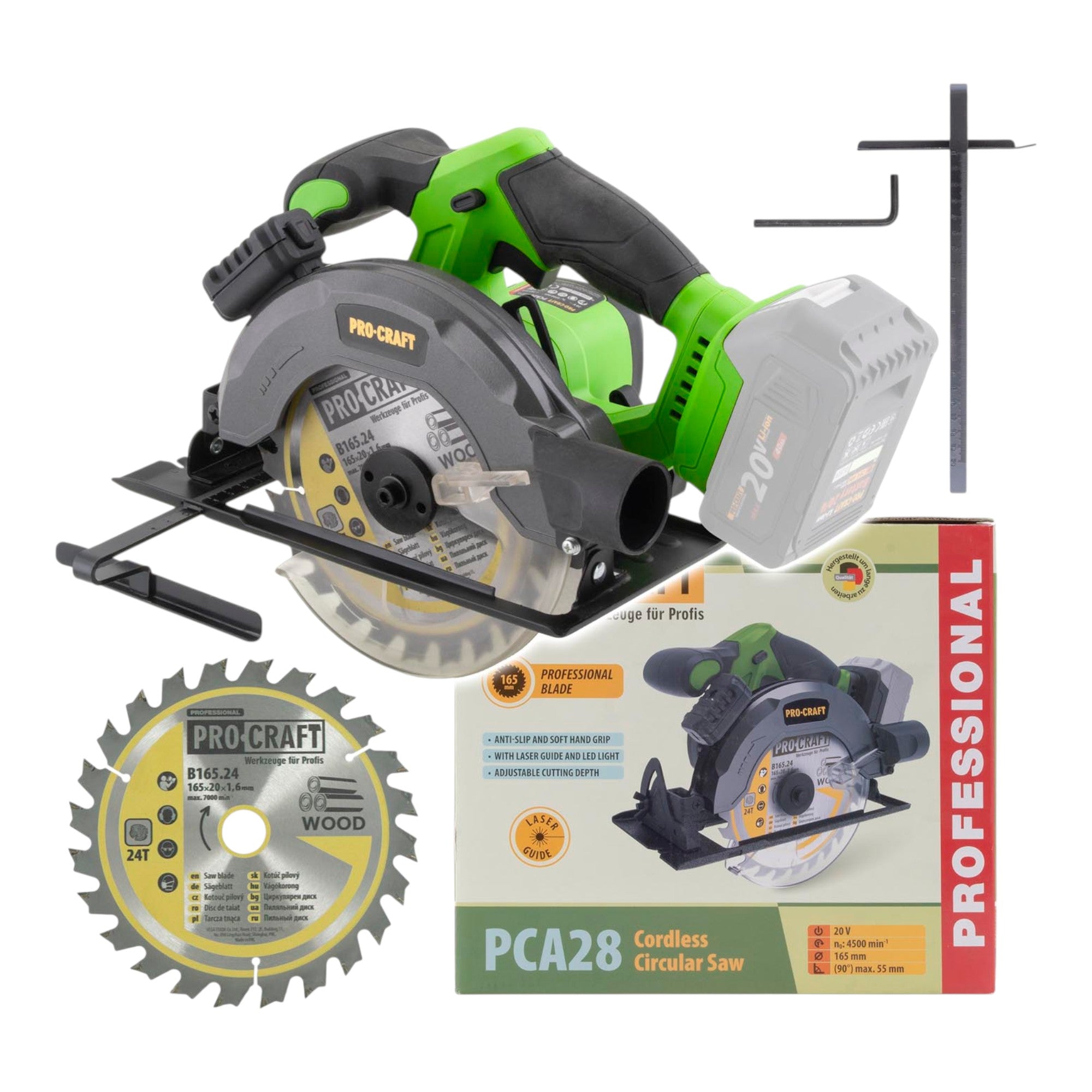 Procraft PCA28bb Akku Handkreissaege 20 V 165 mm Brushless Solo ohne Akku ohne Ladegeraet 0 - toolbrothers